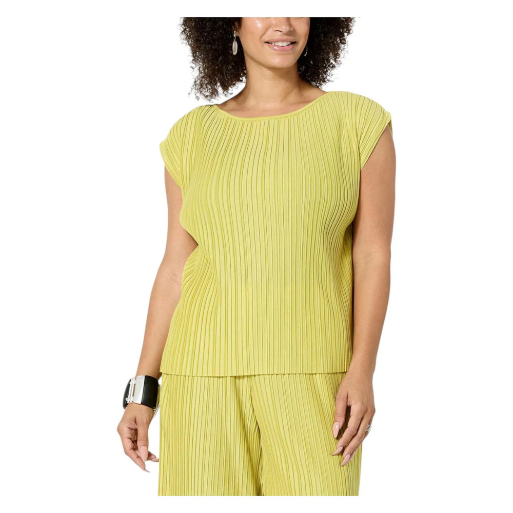 WynneLayers Women's Plisse Knit Top Pear - Regular